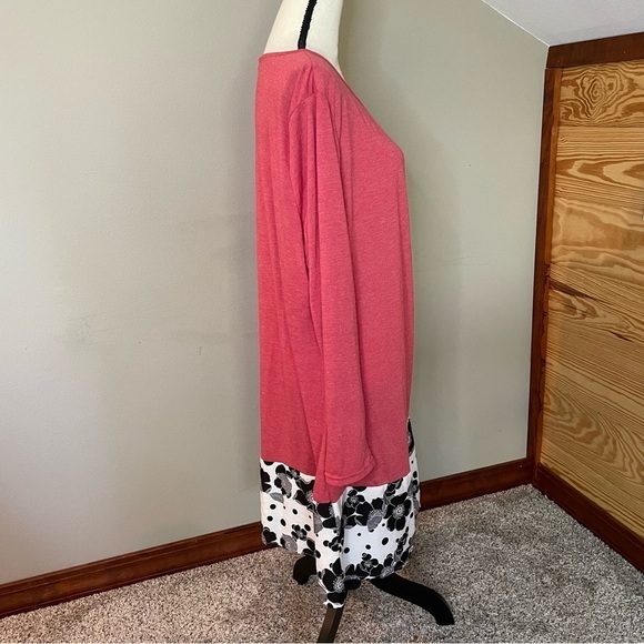 Rosegal Coral Pink Black & White Floral Button Dress Plus Size 4X 22 - Picture 3 of 9